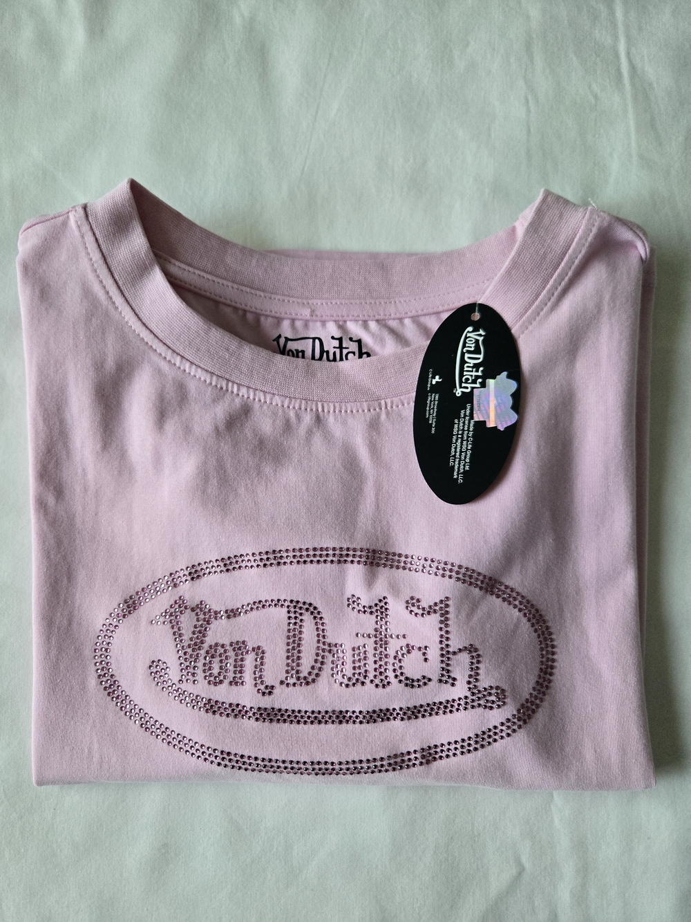 Von Dutch Pink Rhinestone Logo Tank Top